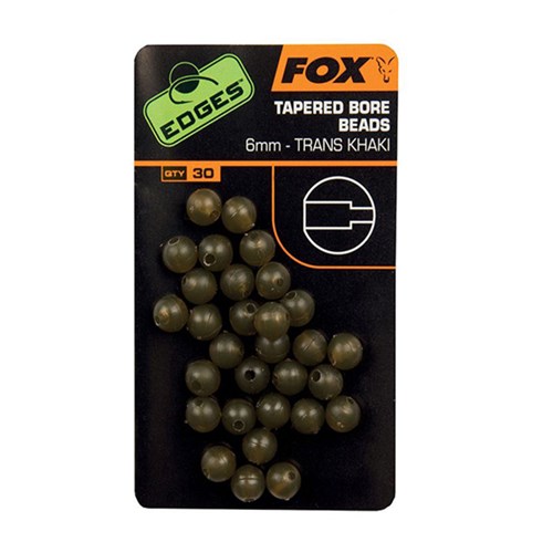 Fox - Edges Tapered Bore Beads Trans Khaki - 6 mm