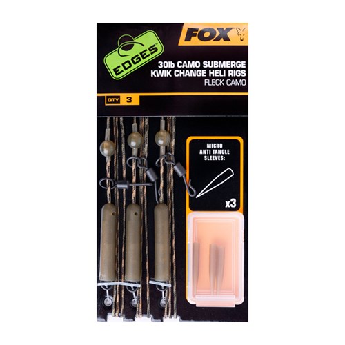 Fox - Edges Submerge Camo Leader Heli Rigs Kwik Change Camo 40lb Kit x3