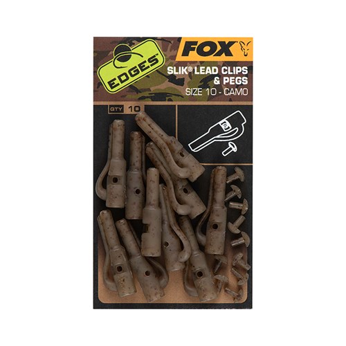 Fox - Edges Camo Size 10 Slik lead clip + pegs