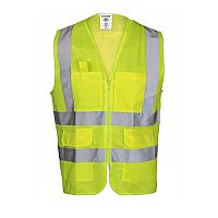 Fageo - Γιλέκο υψηλής ευκρίνειας με φερμουάρ και τσέπες Κίτρινο Fluo