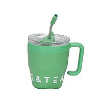 Φορητό παγούρι θερμός κούπα με καλαμάκι - 450ml Green