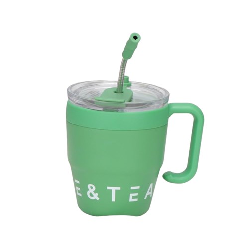 Φορητό παγούρι θερμός κούπα με καλαμάκι - 450ml Green