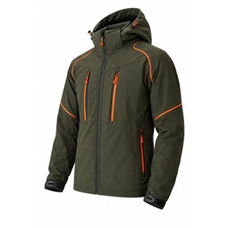 Μπουφάν Softshell Κυνηγιού Χακί με Πορτοκαλί Λεπτομέρειες