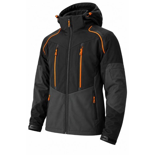 Μπουφάν Softshell Κυνηγιού Μαύρο με Πορτοκαλί Λεπτομέρειες
